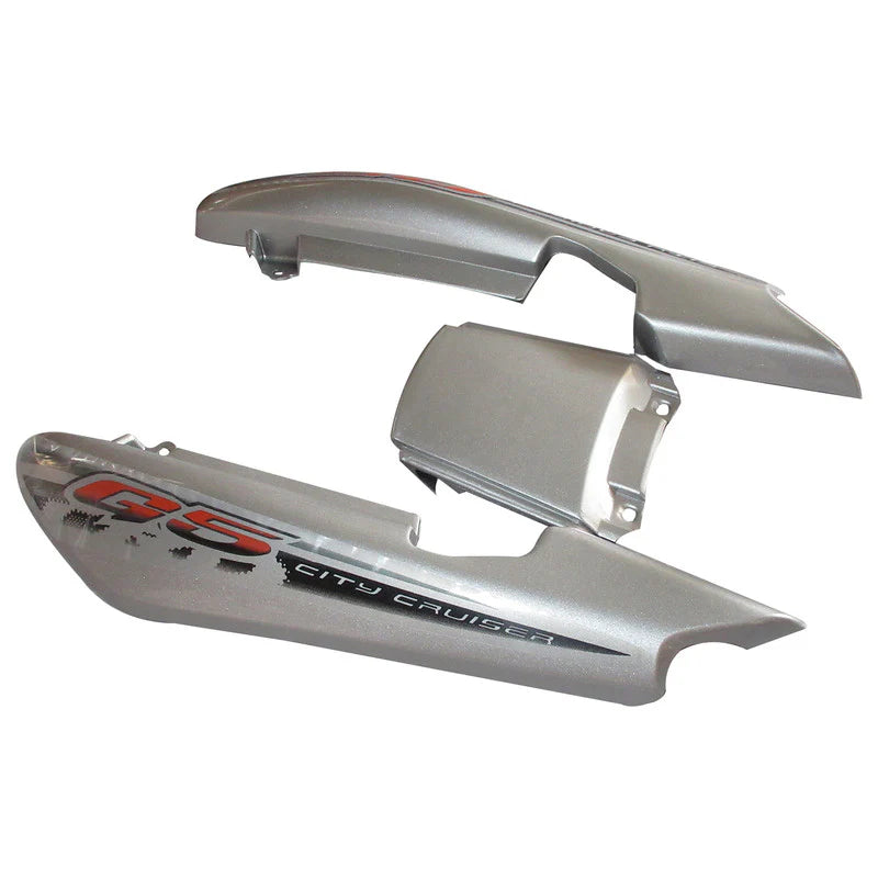 Tail Panel / Rear Cowl Set Small Plate  Fit For Hero Splendor Plus BS6 2020 Black With Silver