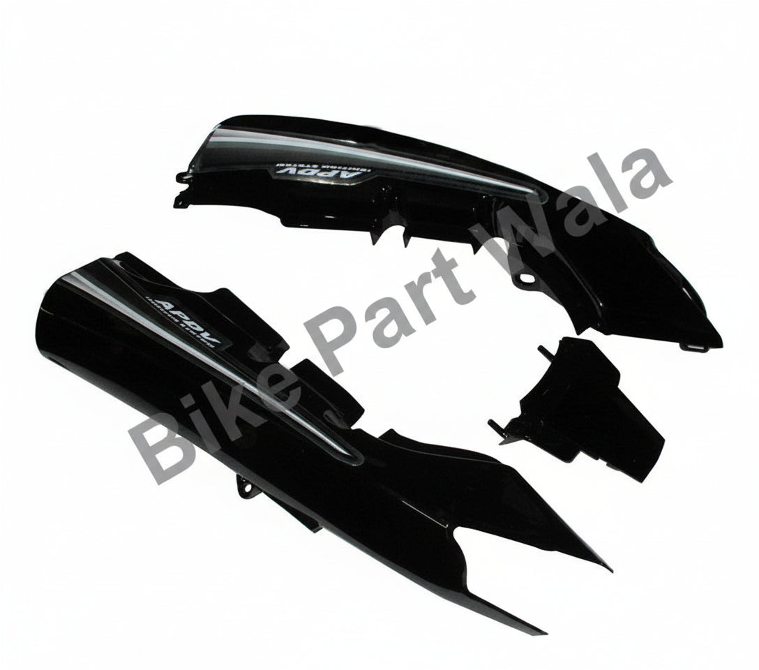 Tail Panel / Rear Cowl Set Fit For Hero Passion Pro Type 3 Black Colour For Silver Bike (Silver Sticker)