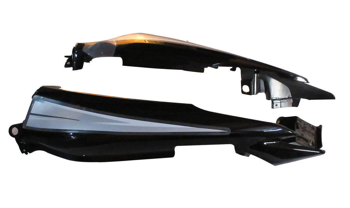 Tail Panel / Rear Cowl Set Fit For Hero Passion Xpro Black Colour For Silver Bike (Silver Sticker)