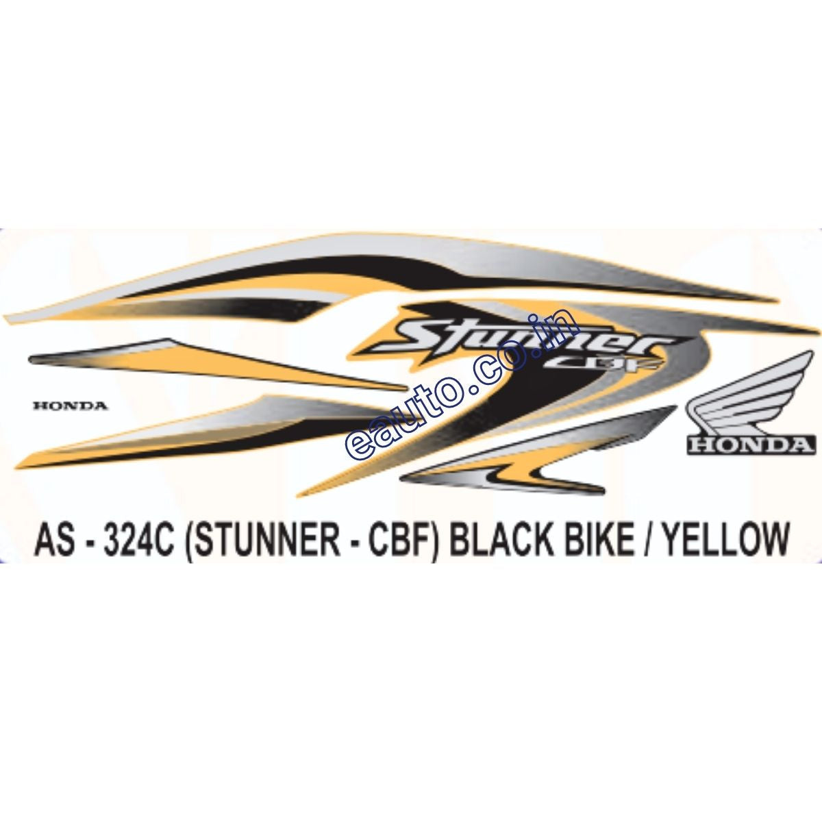 Graphics Sticker Set for Honda CBF Stunner | Black Vehicle | Yellow Sticker | Both Sides