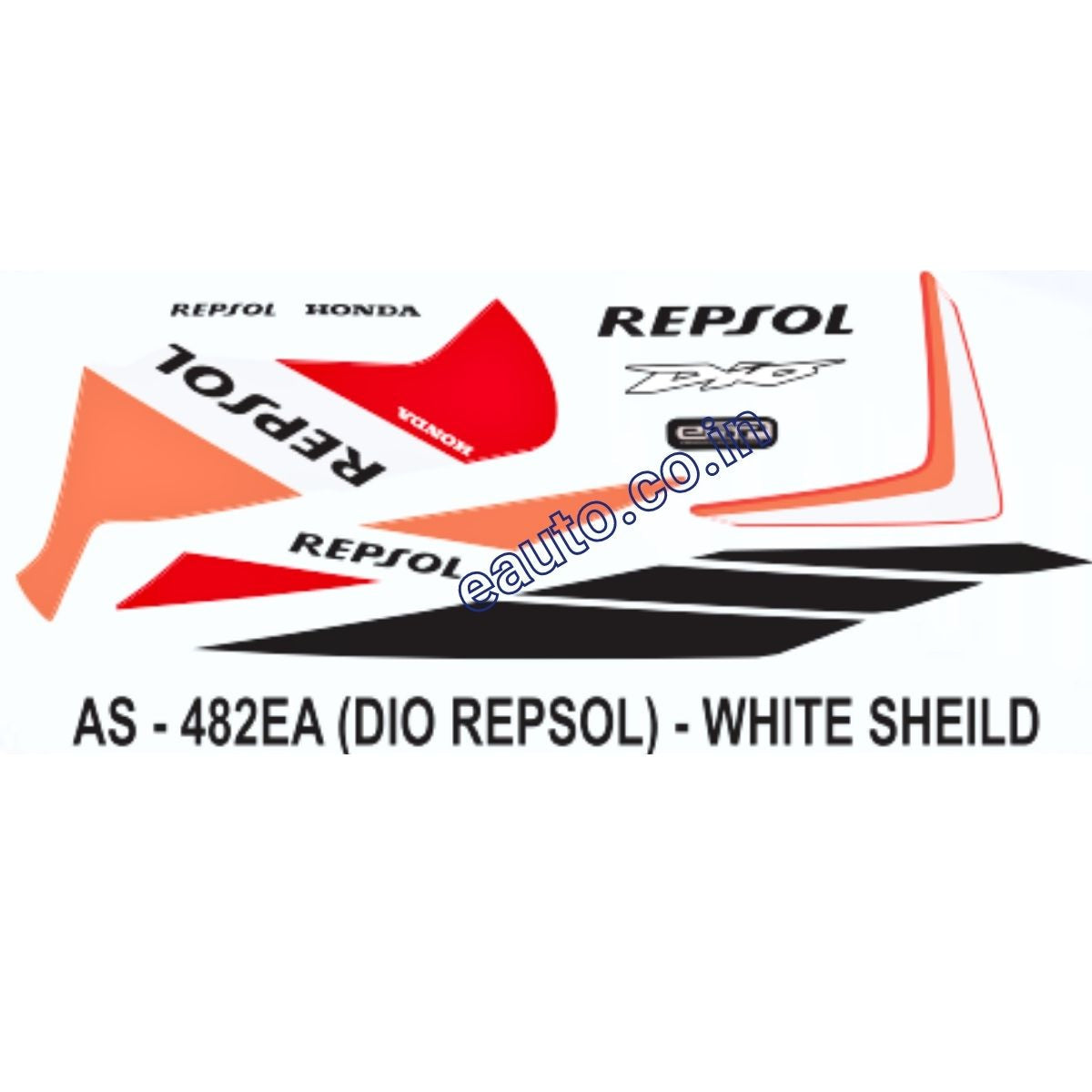 Graphics Sticker Set for Honda Dio | Repsol Edition | White Shield Sticker | Both Sides